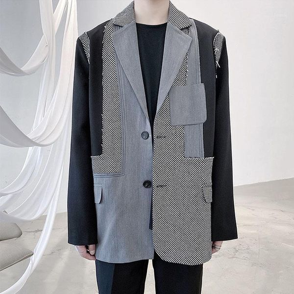 men patch plaid casual vintage loose suit blazers jacket outerwear male streetwear hip hop coat stage clothing men's suits &, White;black
men patch plaid casual vintage loose suit blazers jacket outerwear male streetwear hip hop coat stage clothing men's suits &, White;black