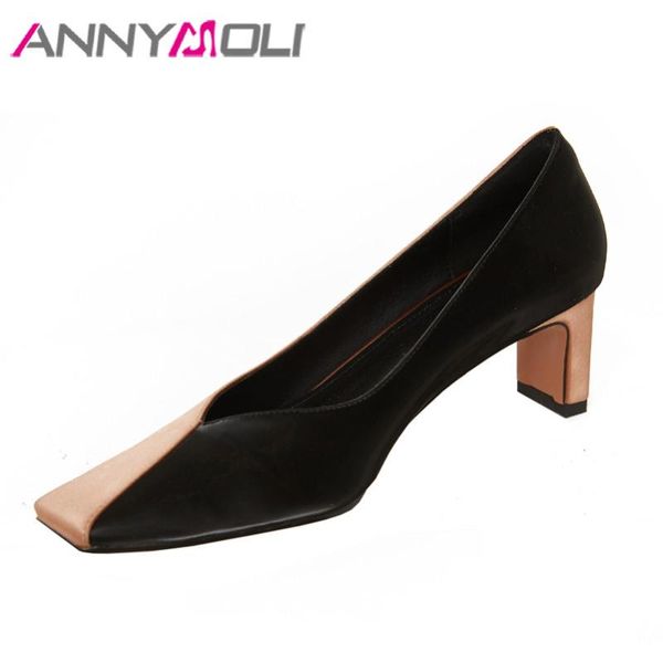 dress shoes annymoli natural genuine leather pumps woman high heels career shallow thick heel mixed color square toe lady footwear 40, Black
dress shoes annymoli natural genuine leather pumps woman high heels career shallow thick heel mixed color square toe lady footwear 40, Black