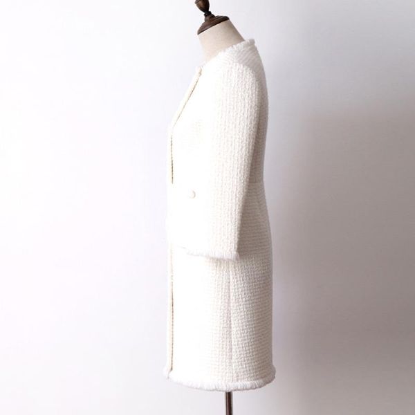 women's jackets tweed white wool jacket in the long section of autumn and winter coat seven-point sleeve slim ladies, Black;brown
women's jackets tweed white wool jacket in the long section of autumn and winter coat seven-point sleeve slim ladies, Black;brown