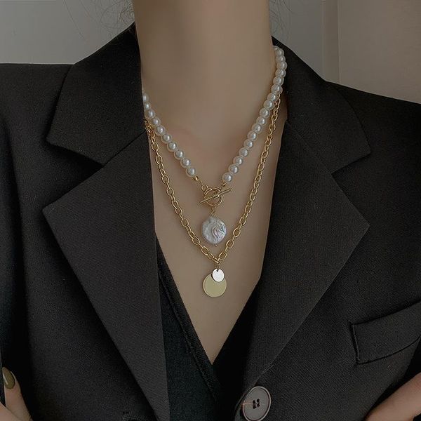 chains 2021 multi-layer baroque pearl necklace gold color plated connector chokers luxury wedding for women jewelry gift, Silver
chains 2021 multi-layer baroque pearl necklace gold color plated connector chokers luxury wedding for women jewelry gift, Silver