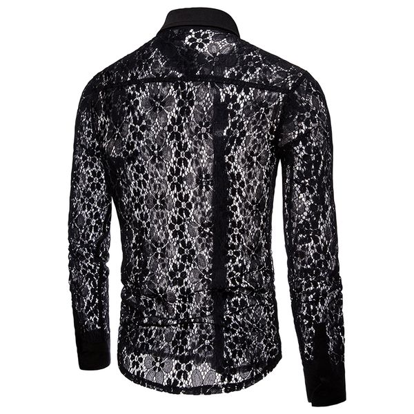 nightclub bar singer stage shirts transparent black white lace shirt men long sleeve lapel tuxedo shirt see-through costume, Black;red
nightclub bar singer stage shirts transparent black white lace shirt men long sleeve lapel tuxedo shirt see-through costume, Black;red