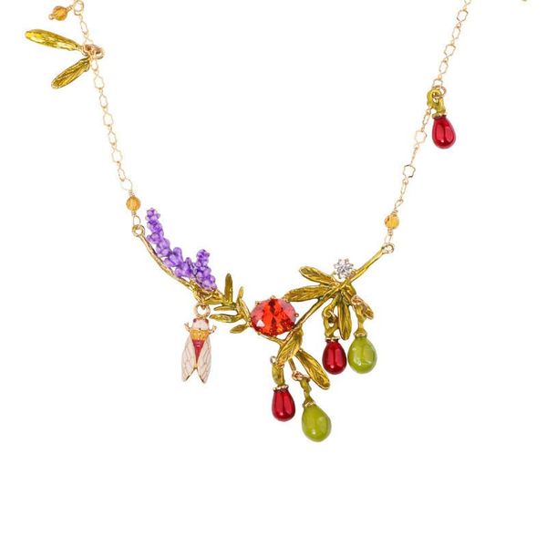 pendant necklaces european and american fashion 2021 handmade enamel glaze lavender olive necklace niche design sense clavicle chain, Silver
pendant necklaces european and american fashion 2021 handmade enamel glaze lavender olive necklace niche design sense clavicle chain, Silver