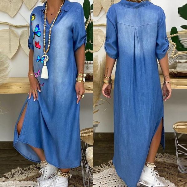 casual dresses long thin denim loose shirt dress butterflies print split women v neck half sleeve maxi for party streetwear, Black;gray
casual dresses long thin denim loose shirt dress butterflies print split women v neck half sleeve maxi for party streetwear, Black;gray