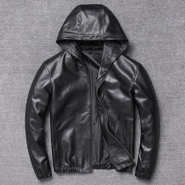 men's leather & faux head of sheep skin layer leisure jacket hooded lear short man with hat green locomotive coat big yards, Black
men's leather & faux head of sheep skin layer leisure jacket hooded lear short man with hat green locomotive coat big yards, Black