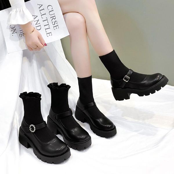 boots women's sock thick bottom high heels ladies ankle boot stretch fabric splicing mary janes female shoes autumn fashion, Black
boots women's sock thick bottom high heels ladies ankle boot stretch fabric splicing mary janes female shoes autumn fashion, Black