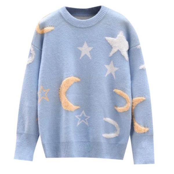 women's sweaters women pull and 2021 stars moon casual jumper for sweet knitwear sweater pullovers warm w718, White;black
women's sweaters women pull and 2021 stars moon casual jumper for sweet knitwear sweater pullovers warm w718, White;black