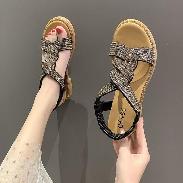 sandals wedge summer 2021 soft leather rhinestone comfortable bottom low heel all-matching women's flat-heeled shoes, Black
sandals wedge summer 2021 soft leather rhinestone comfortable bottom low heel all-matching women's flat-heeled shoes, Black
