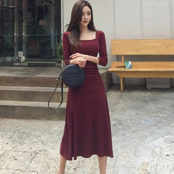 casual dresses slim square neck wine red women dress a-line spring autumn korean lady vestido 2021 clothes owd195016, Black;gray
casual dresses slim square neck wine red women dress a-line spring autumn korean lady vestido 2021 clothes owd195016, Black;gray