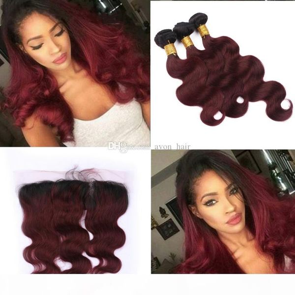 13x4 full lace frontal with ombre 3 bundles body wave hair extension wine red 1b 99j hair bundles with lace band frontal, Black;brown
13x4 full lace frontal with ombre 3 bundles body wave hair extension wine red 1b 99j hair bundles with lace band frontal, Black;brown