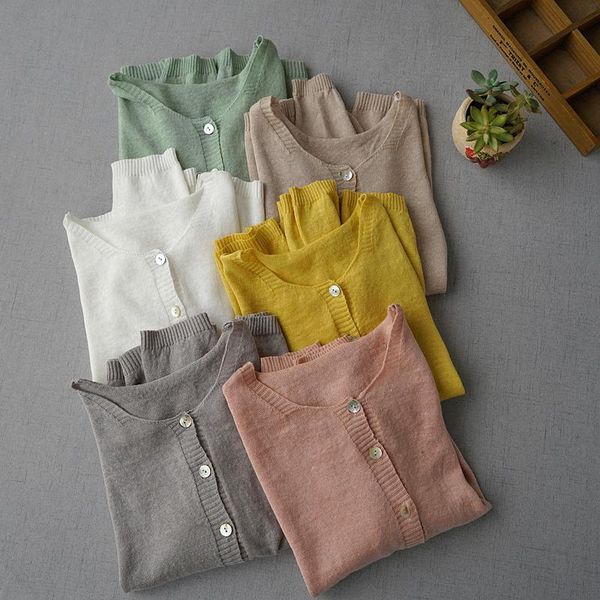 women's knits & tees spring summer women all-match loose japanese style mori girls knitted comfortable sunscreen thin knitting linen ca, White 
women's knits & tees spring summer women all-match loose japanese style mori girls knitted comfortable sunscreen thin knitting linen ca, White