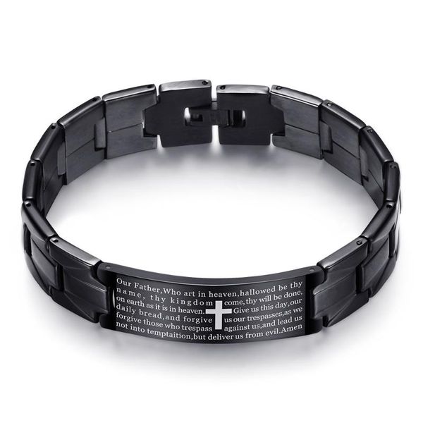 charm bracelets 2021 bible cross european and american ethnic style men's bracelet black stainless steel strap, Golden;silver
charm bracelets 2021 bible cross european and american ethnic style men's bracelet black stainless steel strap, Golden;silver