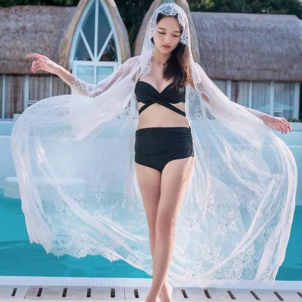 women's swimwear bohemian bikini cover up beach dress skirt breathable loose lace embroidered sunscreen swimsuit blouse robe seaside, White;black
women's swimwear bohemian bikini cover up beach dress skirt breathable loose lace embroidered sunscreen swimsuit blouse robe seaside, White;black