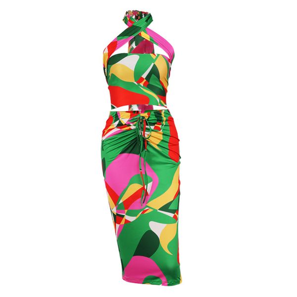 european and american spring and summer new womens clothing multiple wearing methods printed lace up mid skirt two-piece skirt suit, White
european and american spring and summer new womens clothing multiple wearing methods printed lace up mid skirt two-piece skirt suit, White