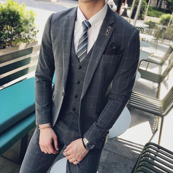 men's suits & blazers high-quality three-piece plaid suit, thick autumn and winter slim fit, large size wedding, White;black
men's suits & blazers high-quality three-piece plaid suit, thick autumn and winter slim fit, large size wedding, White;black