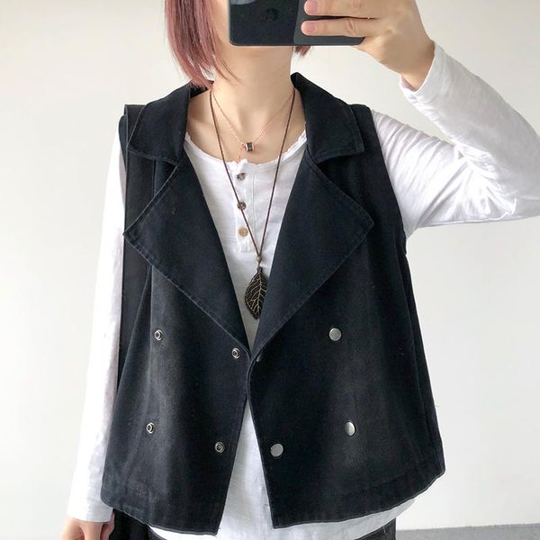 women's vests denim women vest autumn 2021 loose turn-down collar sleeveless button female outwear coats, Black;white
women's vests denim women vest autumn 2021 loose turn-down collar sleeveless button female outwear coats, Black;white
