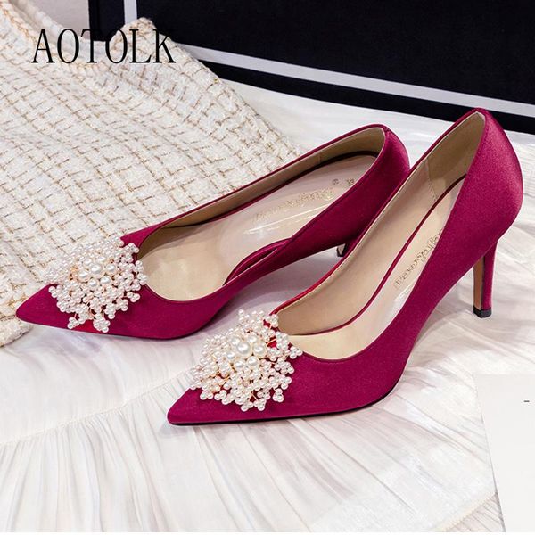 dress shoes women high heels female wedding red pumps pearl silk fashion brand comfortable thin de, Black
dress shoes women high heels female wedding red pumps pearl silk fashion brand comfortable thin de, Black