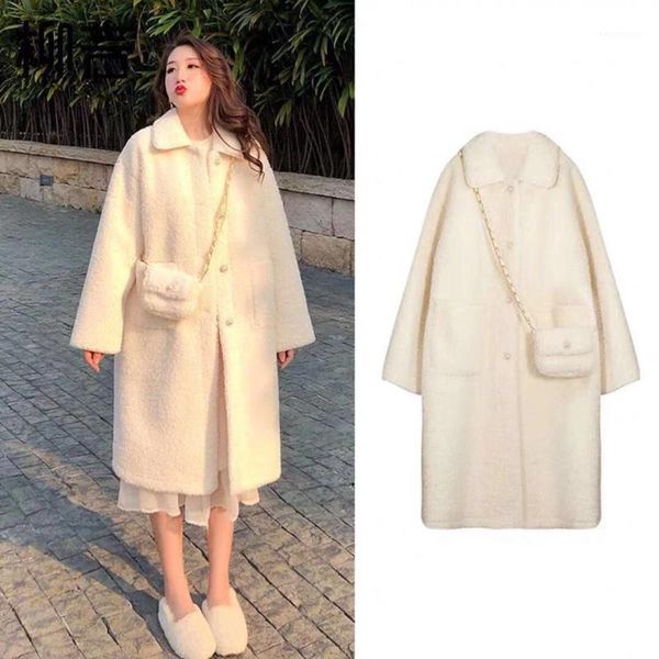 women's wool & blends winter thickened warm one fleece faux lamb fur coat loose mid-length tide, Black
women's wool & blends winter thickened warm one fleece faux lamb fur coat loose mid-length tide, Black