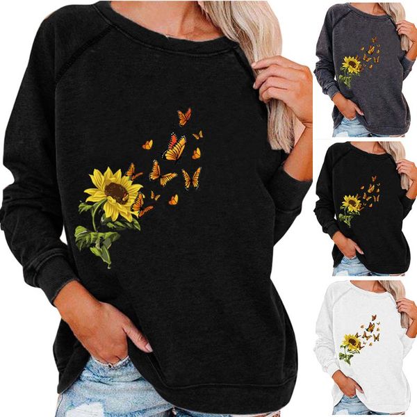 women's hoodies & sweatshirts fall daily white spring blouse commute women long sleeve sunflower butterfly print crew neck loose sw, Black
women's hoodies & sweatshirts fall daily white spring blouse commute women long sleeve sunflower butterfly print crew neck loose sw, Black