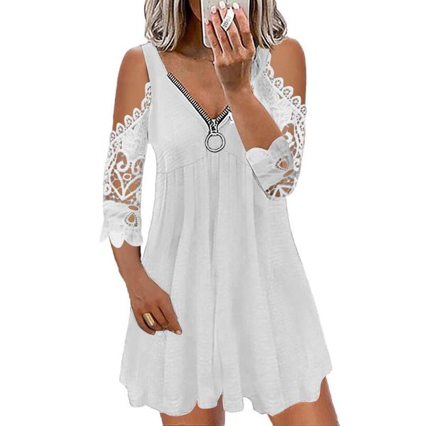 casual dresses women zipper solid color 3/4 sleeve dress summer v neck elegant vintage plus size lace hollow out #t1g, Black;gray
casual dresses women zipper solid color 3/4 sleeve dress summer v neck elegant vintage plus size lace hollow out #t1g, Black;gray