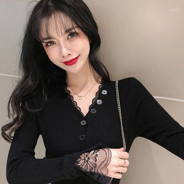 women's sweaters lace v-neck sweater women spring autumn long sleeve knitted pullover korean elegant lady black white beige blue, White;black
women's sweaters lace v-neck sweater women spring autumn long sleeve knitted pullover korean elegant lady black white beige blue, White;black