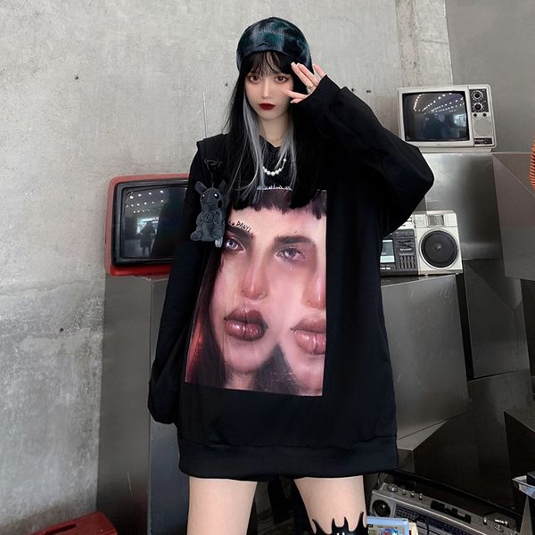 2021 autumn and winter new harajuku style loose personality printed long-sleeved hooded thin sweatshirt r0as, Black
2021 autumn and winter new harajuku style loose personality printed long-sleeved hooded thin sweatshirt r0as, Black