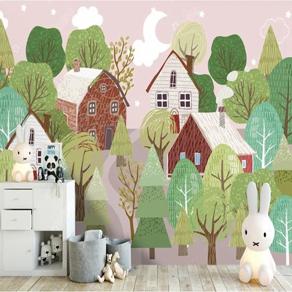 wallpapers custom mural cartoon green forest tree house 3d po wallpaper for children room bedroom background wall relief papel de parede 
wallpapers custom mural cartoon green forest tree house 3d po wallpaper for children room bedroom background wall relief papel de parede