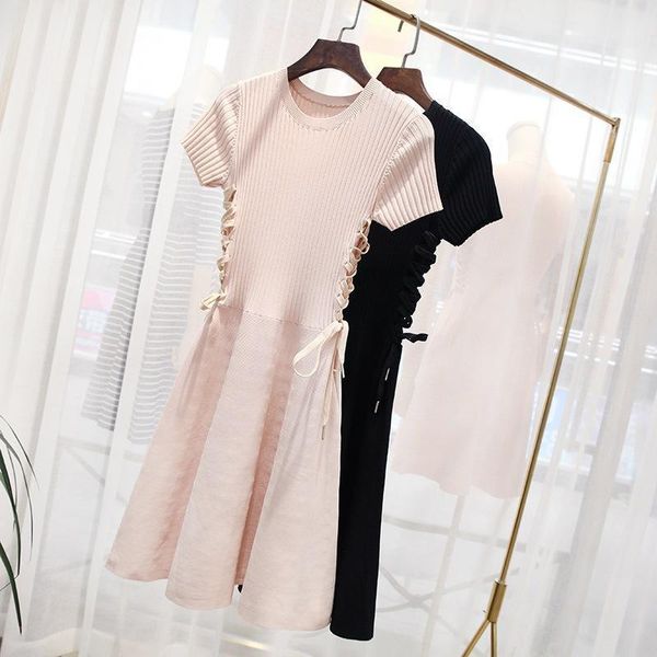 two piece dress summer 2021 women's round neck short sleeve lace up a-line high waist slim temperament fairy knitting, White
two piece dress summer 2021 women's round neck short sleeve lace up a-line high waist slim temperament fairy knitting, White