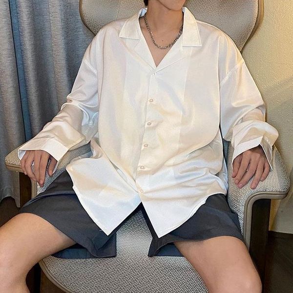men's casual shirts streetwear korean clothes button up ongsleeve shirt for men oversized high street turn-down collar, White;black
men's casual shirts streetwear korean clothes button up ongsleeve shirt for men oversized high street turn-down collar, White;black