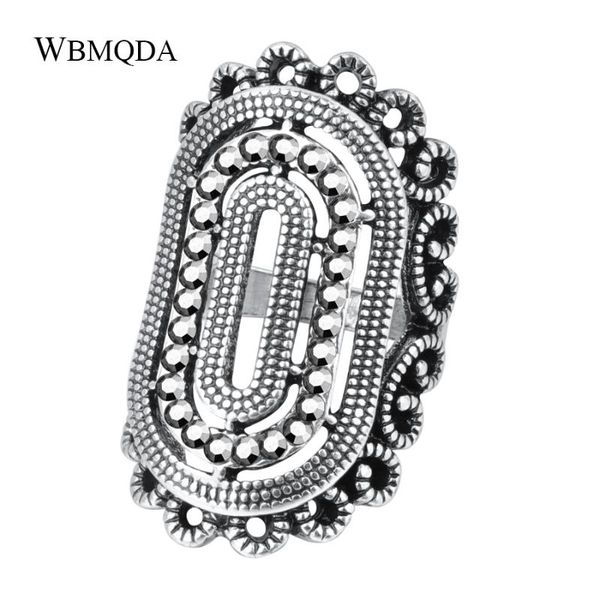 cluster rings wbmqda 2021 vintage crystal ring hollow geometric antique silver color cocktail for woman boho jewelry, Golden;silver 
cluster rings wbmqda 2021 vintage crystal ring hollow geometric antique silver color cocktail for woman boho jewelry, Golden;silver