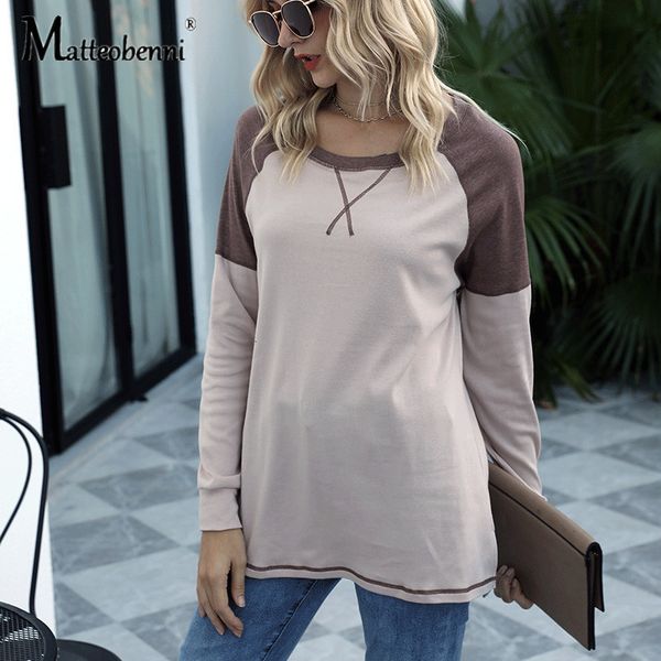 2021 autumn new women's clothing long sleeve clothes stitching round neck t-shirt loose solid color ladies casual t shirt pzgf, White
2021 autumn new women's clothing long sleeve clothes stitching round neck t-shirt loose solid color ladies casual t shirt pzgf, White
