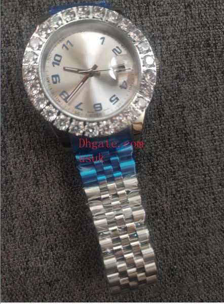 luxury mens watch 44mm sapphire day silver bigger diamond bezel 18k gold date automatic stainless steel fashion men watches luminous real p, Slivery;brown 
luxury mens watch 44mm sapphire day silver bigger diamond bezel 18k gold date automatic stainless steel fashion men watches luminous real p, Slivery;brown