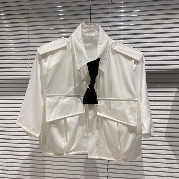 2021 spring new arrival white turn-down collar with single bow breasted fashion shoulder strap female short shirt a8ja
2021 spring new arrival white turn-down collar with single bow breasted fashion shoulder strap female short shirt a8ja