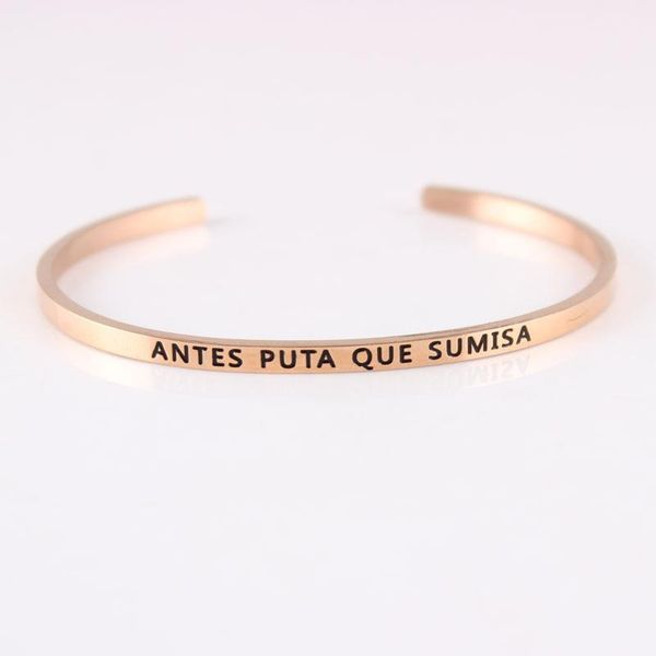 bangle rose gold color316l stainless steel engraved antes puta que sumisa mantra bracelet elegant, Black
bangle rose gold color316l stainless steel engraved antes puta que sumisa mantra bracelet elegant, Black