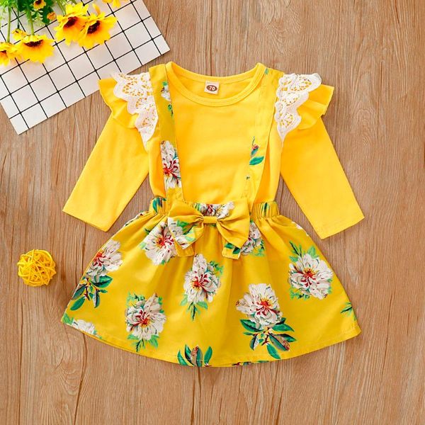girl's dresses toddler kids baby floral dress solid color girls long sleeve crew neck ruffle +overalls skirt bow waist outfit vestido f, Red;yellow
girl's dresses toddler kids baby floral dress solid color girls long sleeve crew neck ruffle +overalls skirt bow waist outfit vestido f, Red;yellow