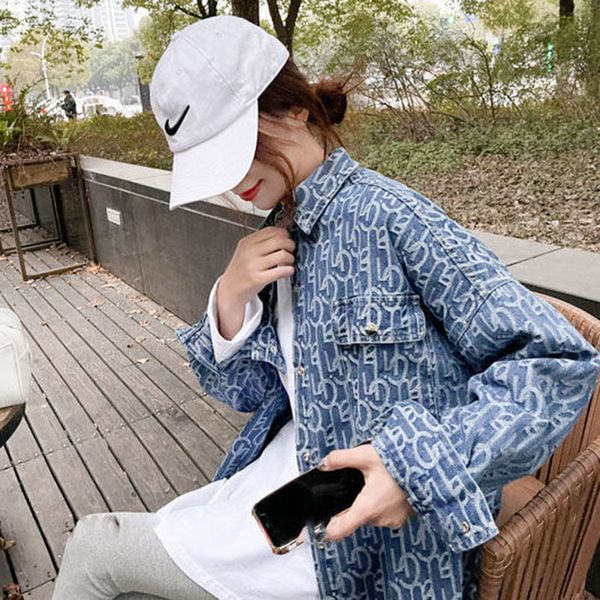 new women korean denim jacket loose retro trend all-match long jacket women spring and autumn outside printed blue ins, Black;brown
new women korean denim jacket loose retro trend all-match long jacket women spring and autumn outside printed blue ins, Black;brown