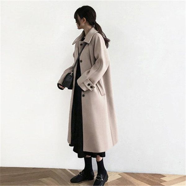 women's wool & blends 2021 style korean single-breasted woolen coat for fall/winter mid-length fashion slim coats b557, Black
women's wool & blends 2021 style korean single-breasted woolen coat for fall/winter mid-length fashion slim coats b557, Black