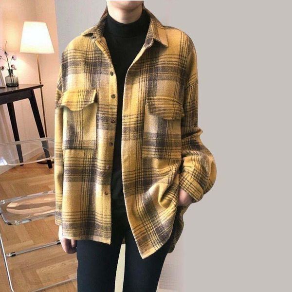 autumn and winter new female blouse fashion casual check long sleeve loose oversized shirt, White
autumn and winter new female blouse fashion casual check long sleeve loose oversized shirt, White
