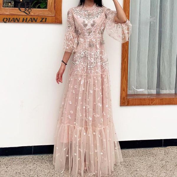 casual dresses qhz designer fashion runway maxi dress flared sleeves luxury beaded elegant mesh embroidery slim long women spring summer, Black;gray
casual dresses qhz designer fashion runway maxi dress flared sleeves luxury beaded elegant mesh embroidery slim long women spring summer, Black;gray