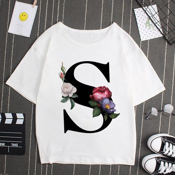 26 english alphabet printed womens harajuku casual white women summer short sleeve flower letter female
26 english alphabet printed womens harajuku casual white women summer short sleeve flower letter female
