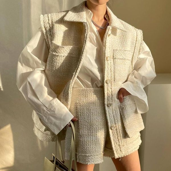 women's jackets women korean chic lapel multi pocket sleeveless tweed coat high waist loose casual pants shorts set, Black;brown
women's jackets women korean chic lapel multi pocket sleeveless tweed coat high waist loose casual pants shorts set, Black;brown