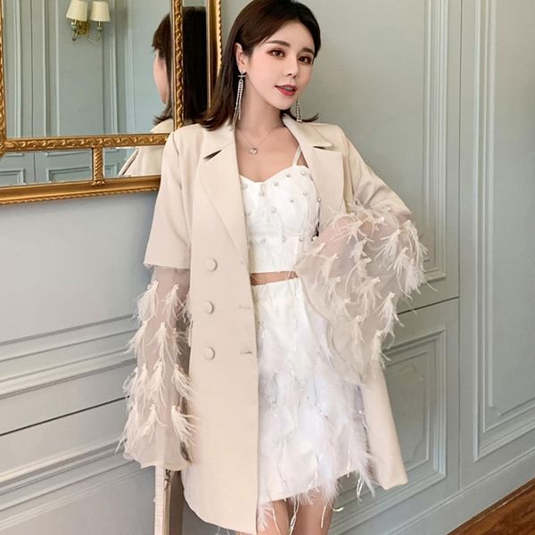 women's suits & blazers heavy beading feather blazer women coat female long sleeve jacket 2021 fashion clothing work suit plus size, White;black
women's suits & blazers heavy beading feather blazer women coat female long sleeve jacket 2021 fashion clothing work suit plus size, White;black