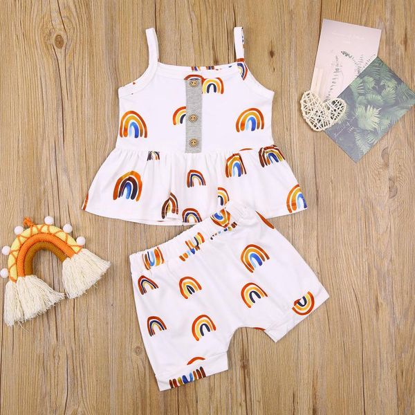 clothing sets toddler baby girls 2pcs outwear suit rainbow print sleeveless tank pullover+ high waist shorts ruffles summer clothings, White
clothing sets toddler baby girls 2pcs outwear suit rainbow print sleeveless tank pullover+ high waist shorts ruffles summer clothings, White