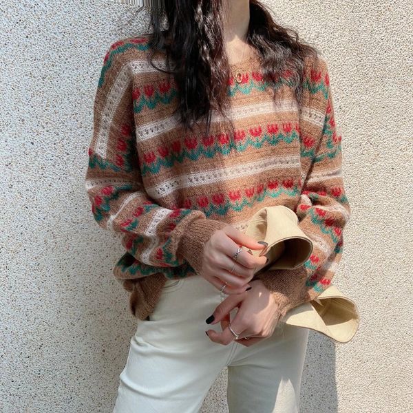 2021 new o-neck vintage autumn spring woman's knit sweater long sleeve female pullover stripe floral ladies jumper for women outwear my, White;black
2021 new o-neck vintage autumn spring woman's knit sweater long sleeve female pullover stripe floral ladies jumper for women outwear my, White;black