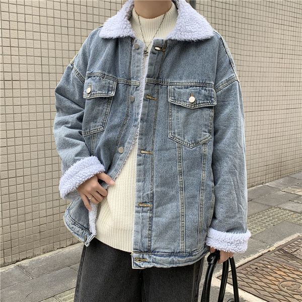 2021 winter thick denim men's warmth fashion retro casual lamb fur jacket men streetwear short coat mens clothes v4xv, Black
2021 winter thick denim men's warmth fashion retro casual lamb fur jacket men streetwear short coat mens clothes v4xv, Black
