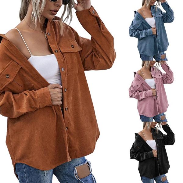 women's jackets women corduroy shirt jacket adults button-down solid color long sleeve lapel outerwear with pockets streetwear, Black;brown
women's jackets women corduroy shirt jacket adults button-down solid color long sleeve lapel outerwear with pockets streetwear, Black;brown
