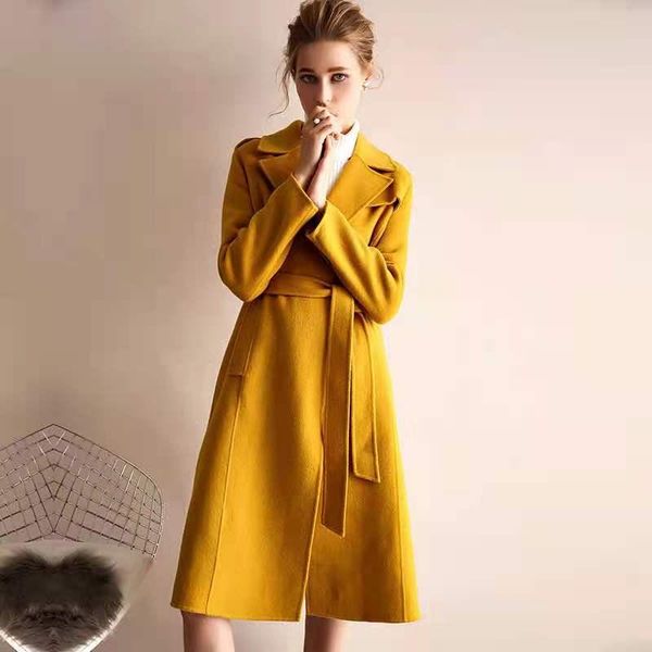 women's wool & blends women's autumn/winter mid - length woolen coat double sided cashmere overcoat, Black
women's wool & blends women's autumn/winter mid - length woolen coat double sided cashmere overcoat, Black