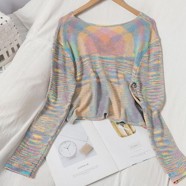 women's sweaters rainbow stripe knit cropped short v-neck long sleeve autumn japan korean sweet pullovers female gx1164, White;black
women's sweaters rainbow stripe knit cropped short v-neck long sleeve autumn japan korean sweet pullovers female gx1164, White;black