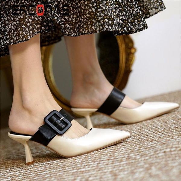 sandals verconas spring summer women genuine leather high heels pointed toe fashion concise buckle mules casual shoes woman 2021, Black
sandals verconas spring summer women genuine leather high heels pointed toe fashion concise buckle mules casual shoes woman 2021, Black