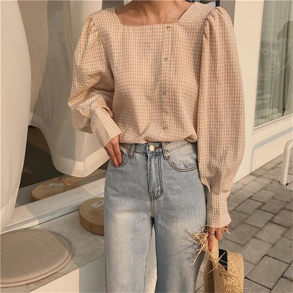 hzirip retro fashion stylish plaid 2021 summer square collar fresh vintage sweet loose plus size women elegant casual shirts, White
hzirip retro fashion stylish plaid 2021 summer square collar fresh vintage sweet loose plus size women elegant casual shirts, White