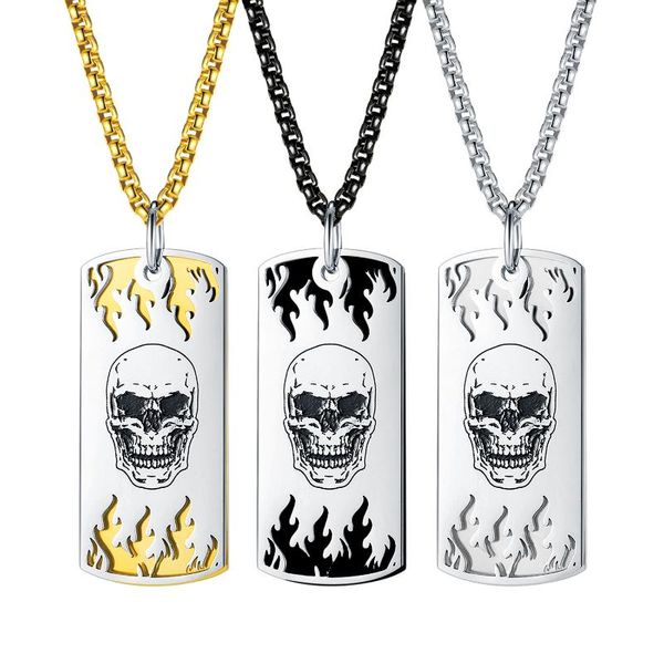 pendant necklaces vintage skull douible customized dog tage skeleton stainless steel necklace for men him punk gift, Silver
pendant necklaces vintage skull douible customized dog tage skeleton stainless steel necklace for men him punk gift, Silver